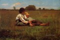 Niños en un pasto pintor del realismo Winslow Homer